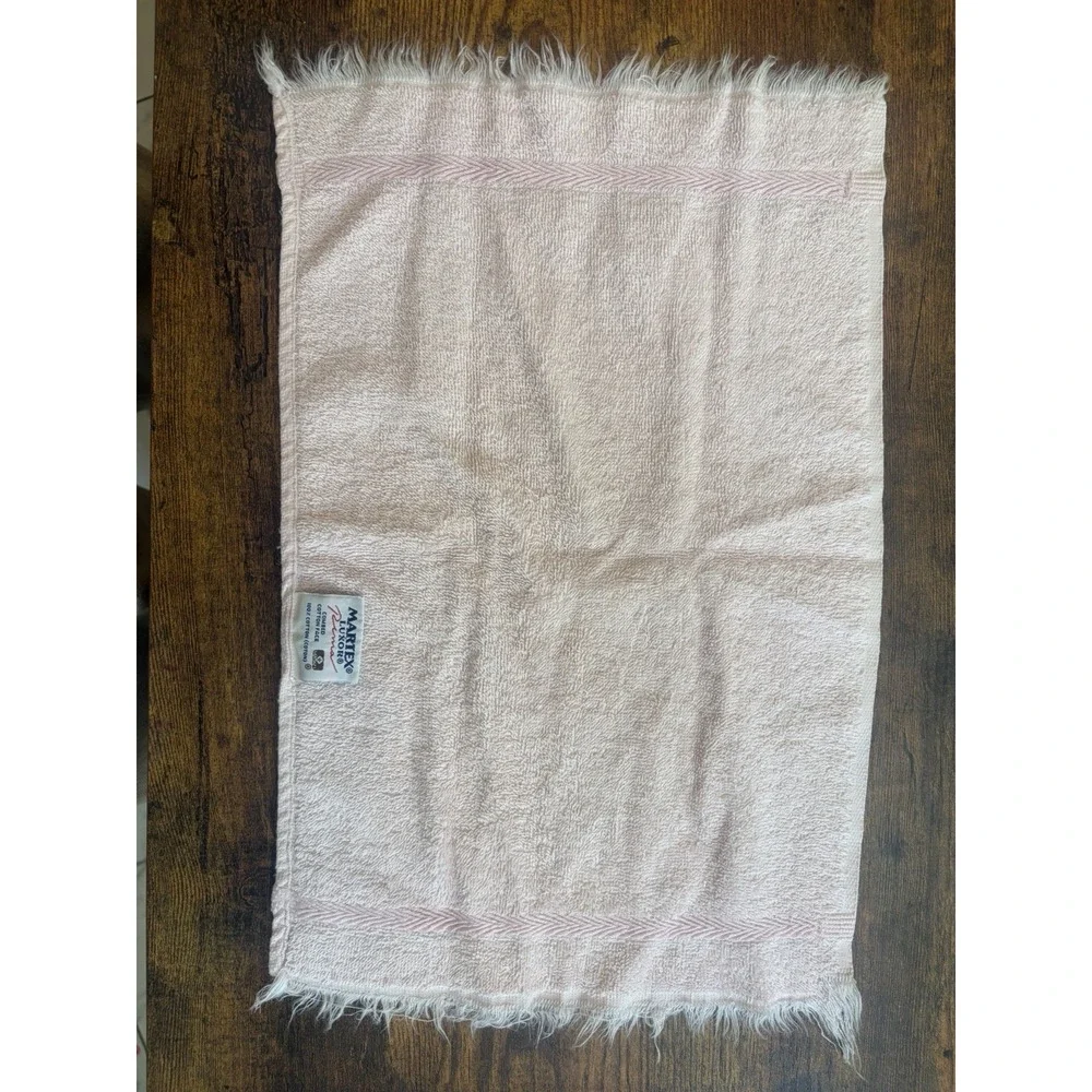 Vintage Martex Luxor Pink Fingertip Towels Set of 2 Fringed Made USA